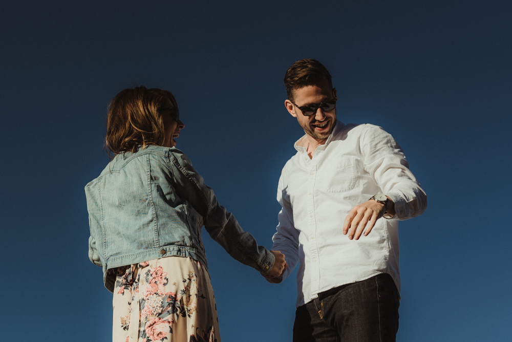 Lake Tahoe Engagement session, couple hanging out on a clear day