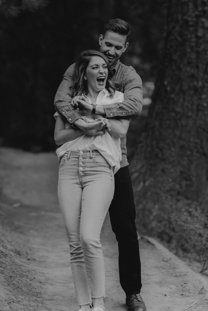 Lake Tahoe Engagement session, couple hugging photo