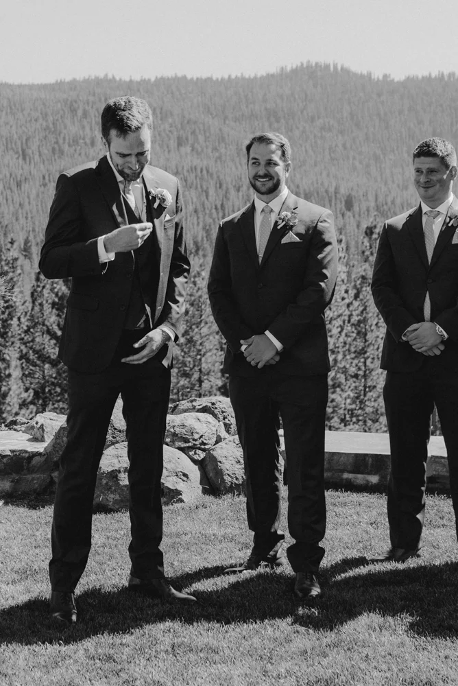 Martis Camp Wedding, groom crying photo