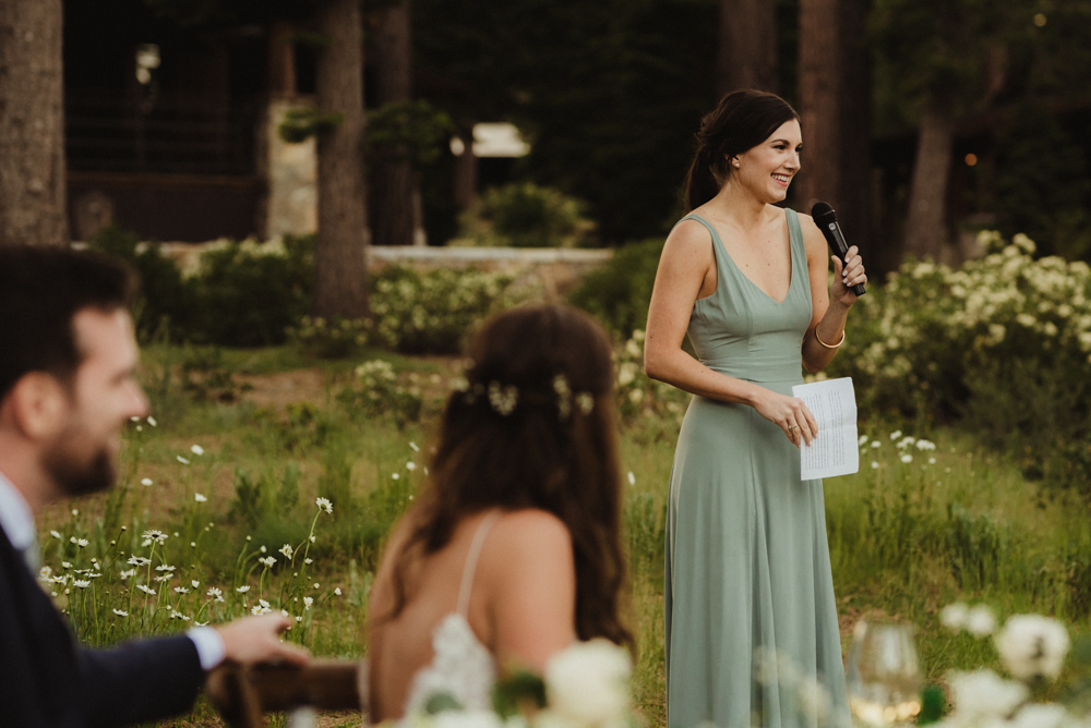 Martis Camp Wedding, maid of honor speech photo