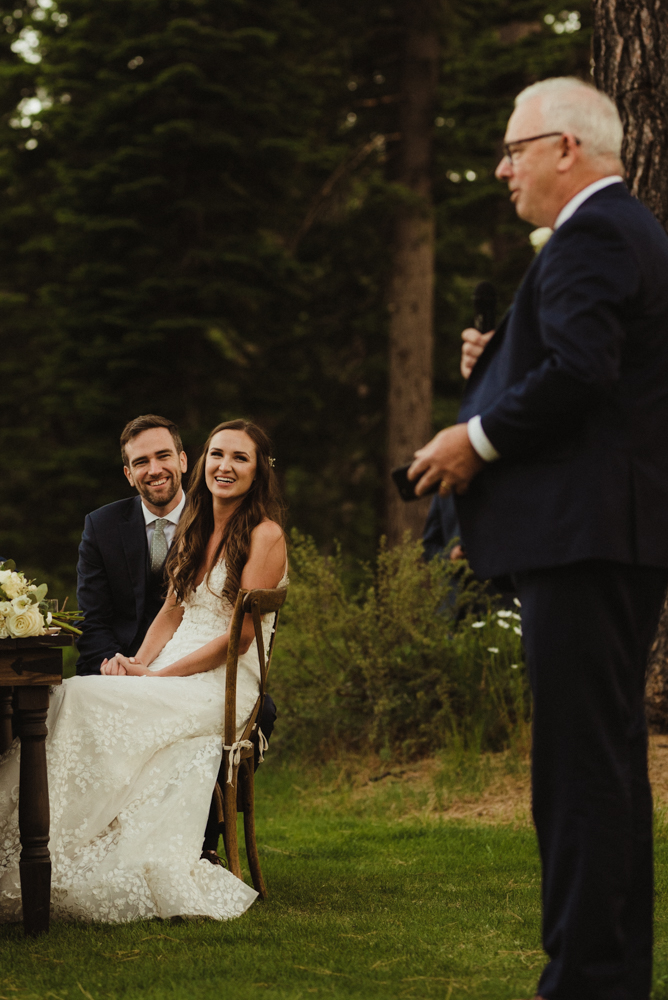 Martis Camp Wedding, couple during the toasts photo
