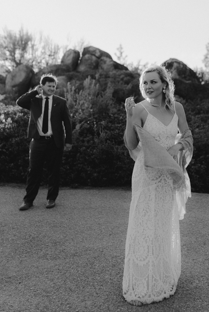 Lake Tahoe Elopement, photo of bride and groom standing in the background