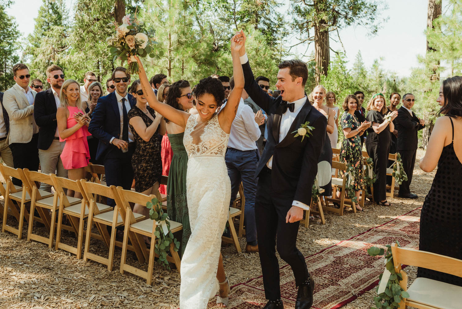 Rush Creek Lodge Wedding, photo of couple walking down the aisle photo