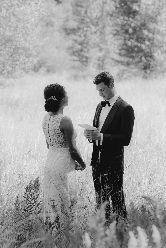Rush Creek Lodge Wedding, photo of groom reading his vows photo