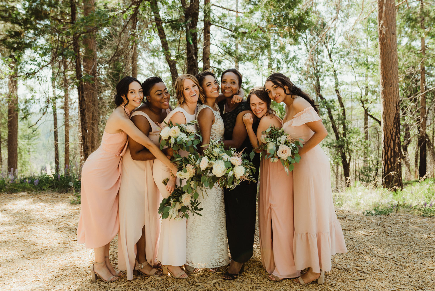 Rush Creek Lodge Wedding, photo of bridesmaids with bride's mom