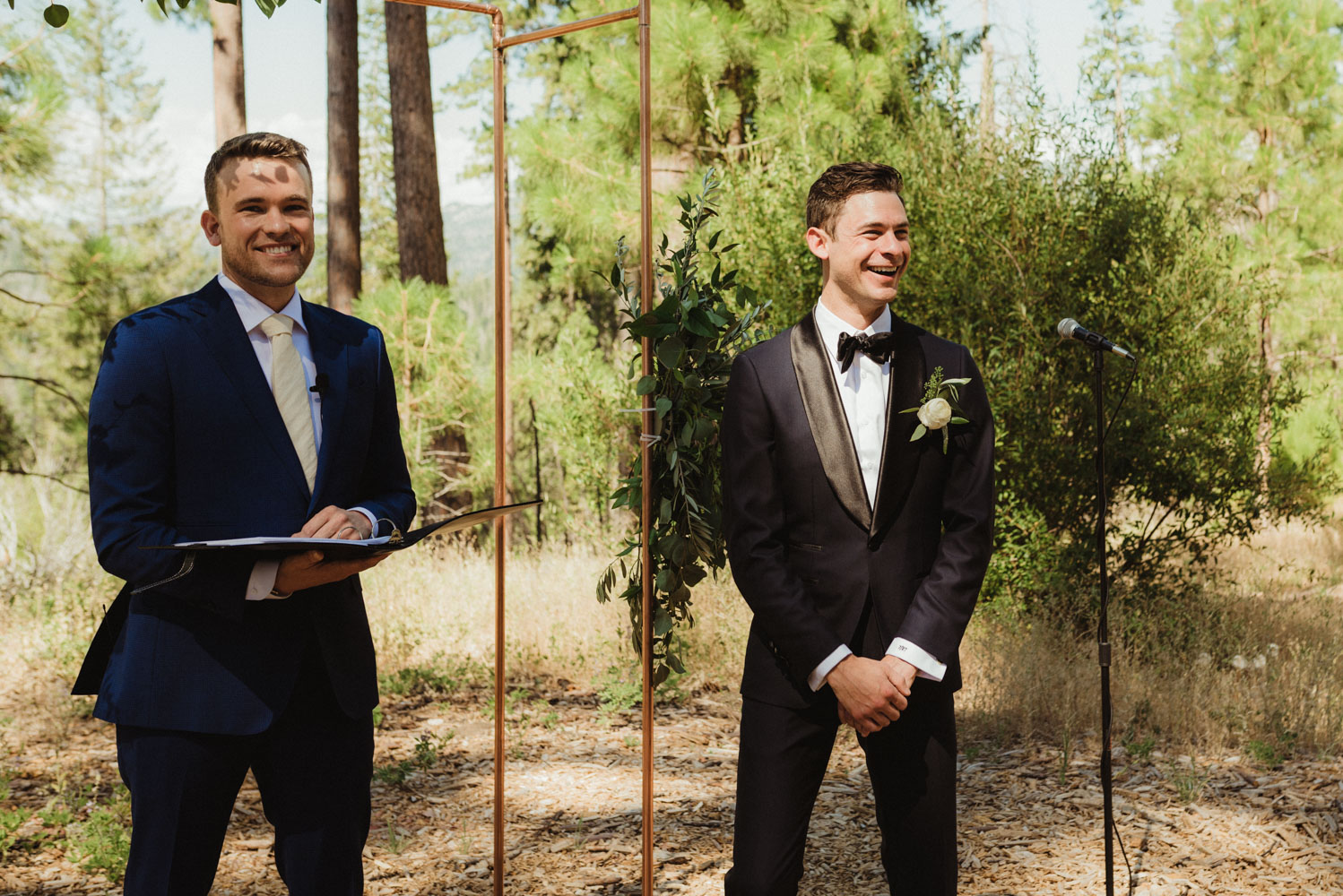 Rush Creek Lodge Wedding, photo of groom seeing his bride for the first time