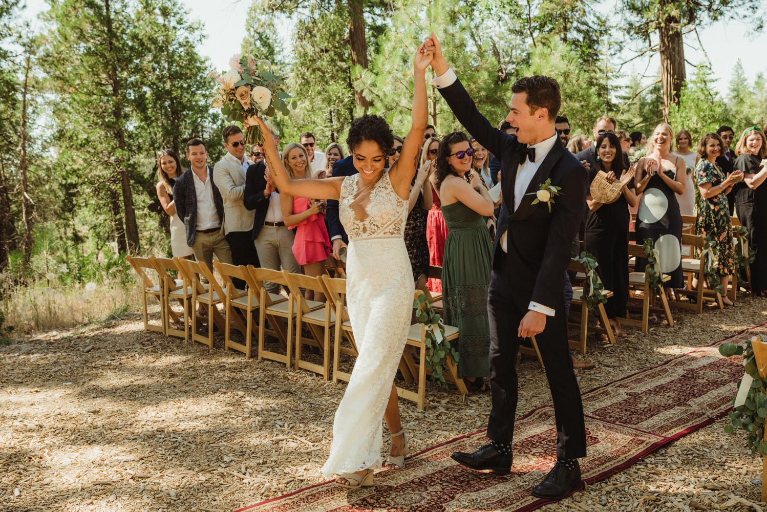 Rush Creek Lodge Wedding, photo of couple walking down the aisle