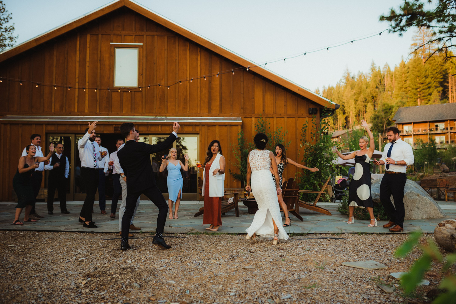 Rush Creek Lodge wedding, couple dancing with friends photo