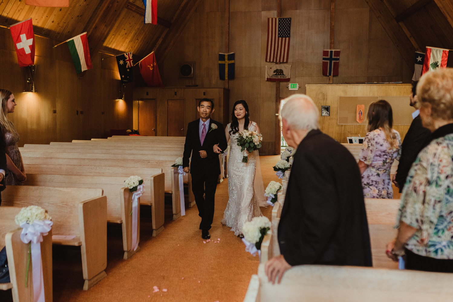 Hellman-Erman Mansion Wedding, photo of bride walking down the aisle 