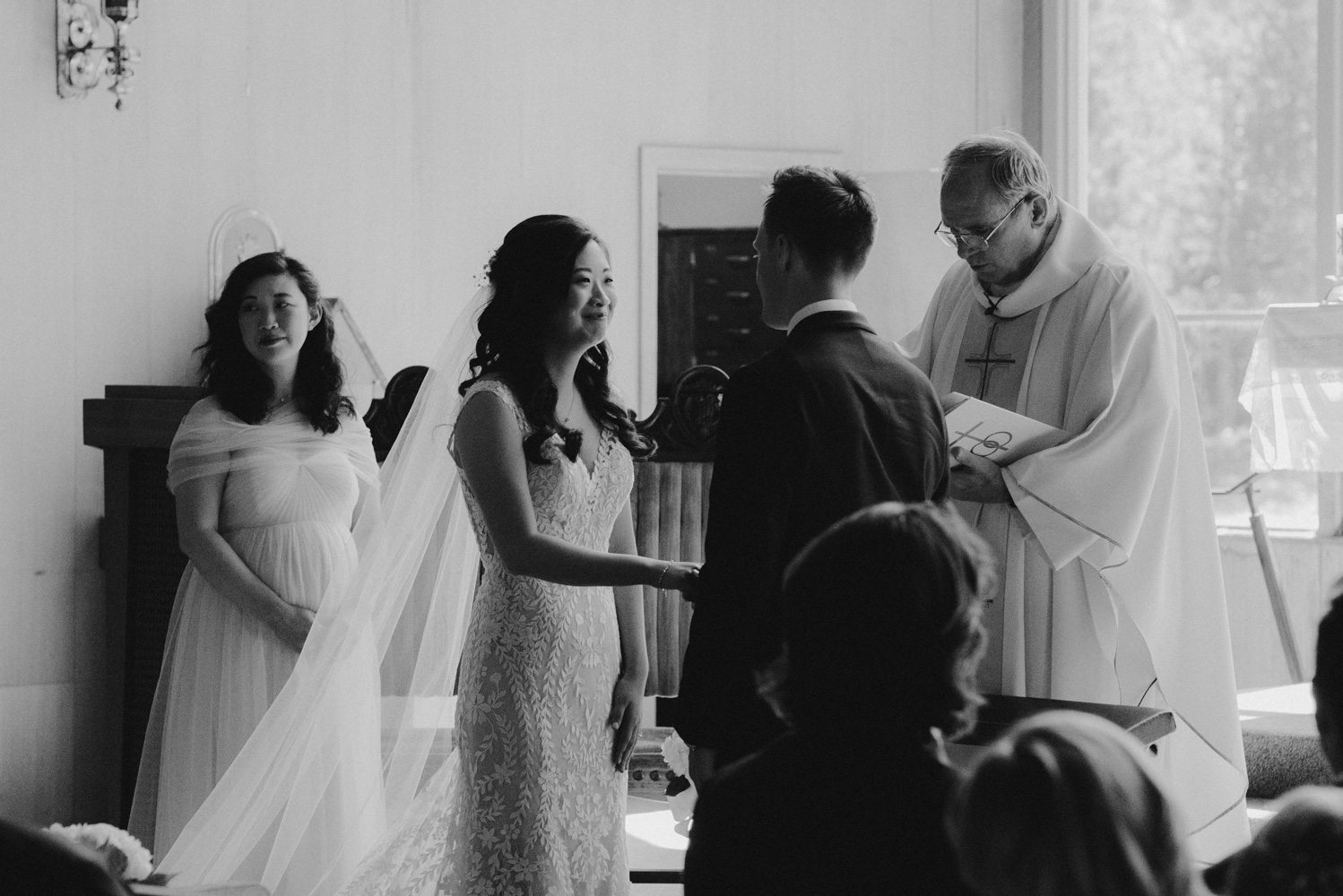 Hellman-Erman Mansion Wedding, photo of bride saying her vows 