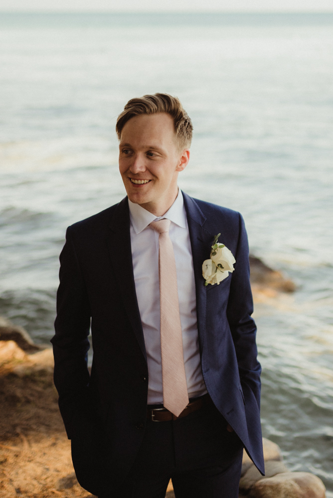 Hellman-Erman Mansion Wedding, photo of groom smiling 