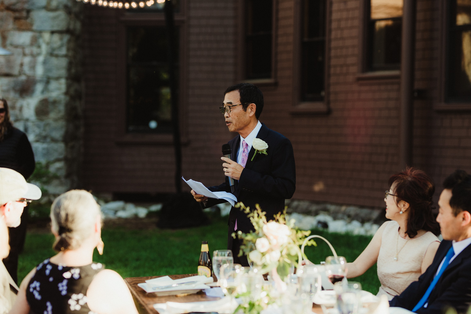 Hellman-Erman Mansion Wedding, photo of dad giving his toast 