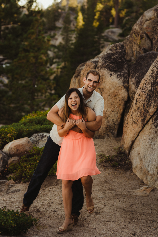 Lake Tahoe Wedding Photographer, photo of couple looking at the camera and smiling 