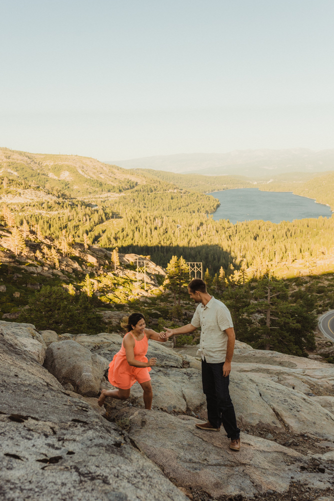 Lake Tahoe Wedding Photographer, photo of couple with Donner Lake in the background