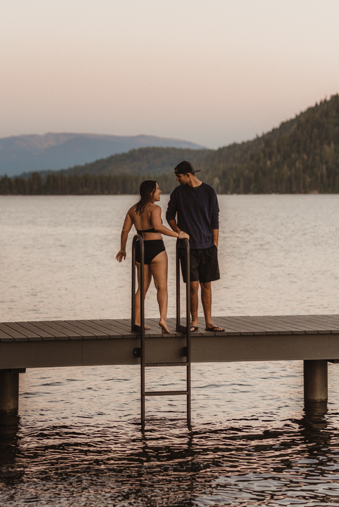 Lake Tahoe Wedding Photographer, photo of couple during sunset at Donner Lake