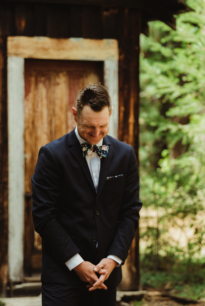 Twenty Mile House Wedding Photographer, groom seeing his bride for the first time photo