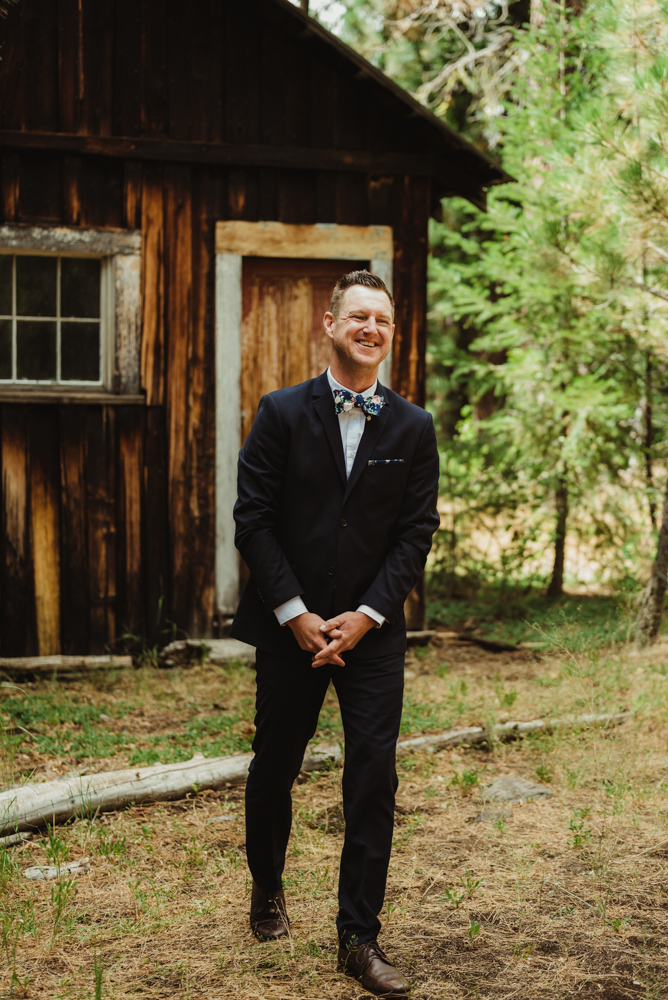 Twenty Mile House Wedding Photographer, groom stoked to see his bride to be