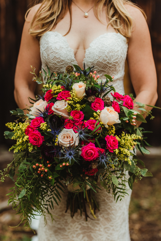 Twenty Mile House Wedding Photographer, bridal bouquet with fresh fun bold colors