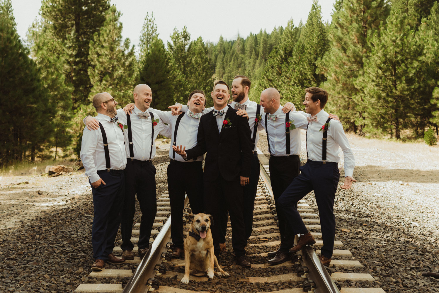 Twenty Mile House Wedding Photographer, photo of groomsmen and dog
