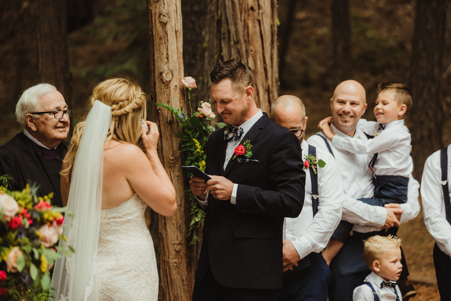 Twenty Mile House Wedding Photographer, groom reading his vows photo