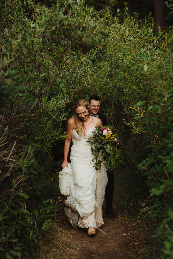 Twenty Mile House Wedding Photographer, couple walking together on a trail photo