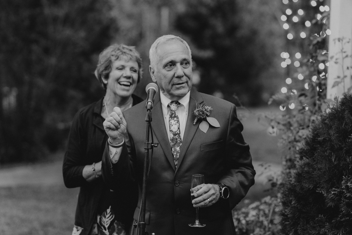 Twenty Mile House Wedding Photographer, bride's dad giving a toast
