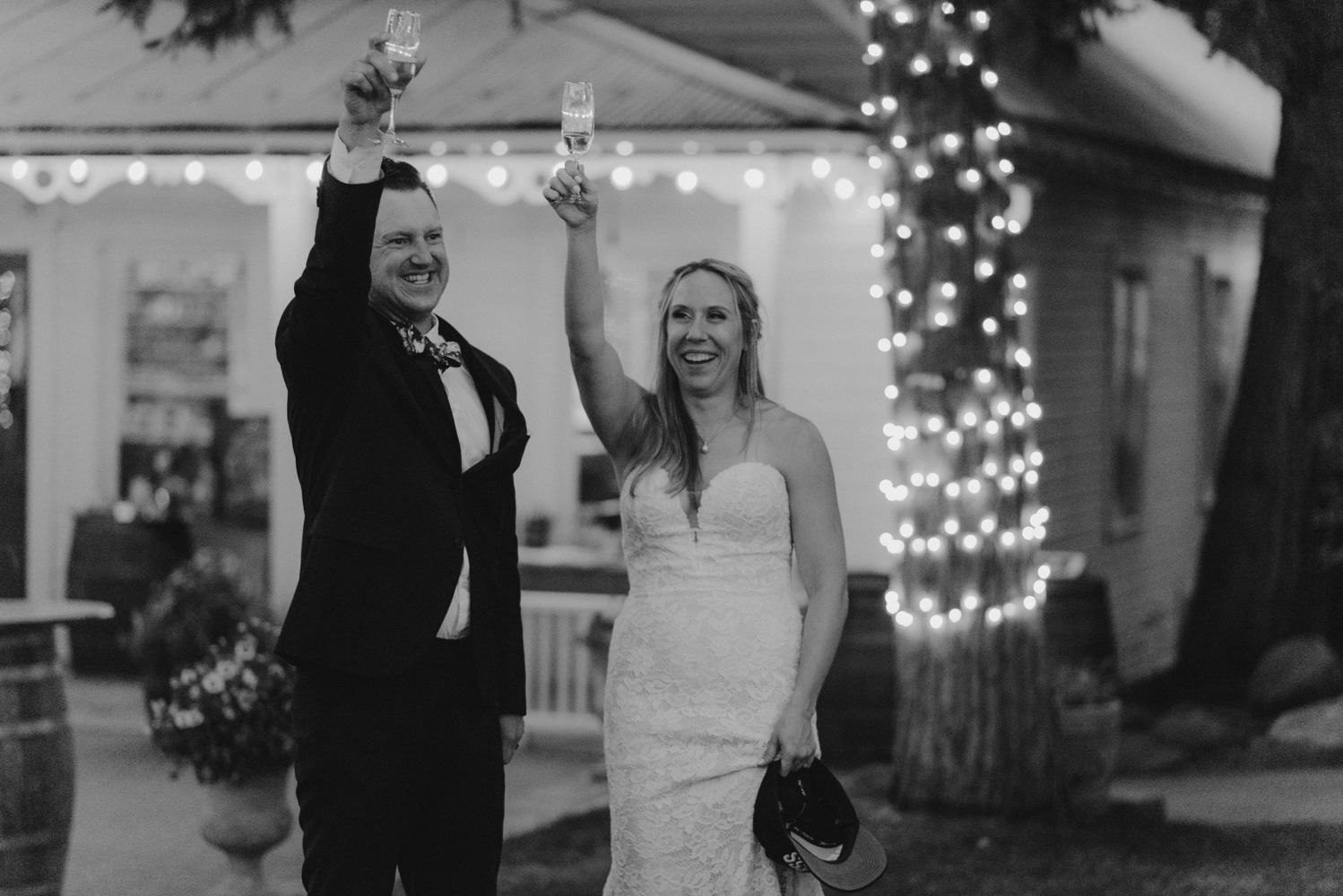 Twenty Mile House Wedding Photographer, couple toasting
