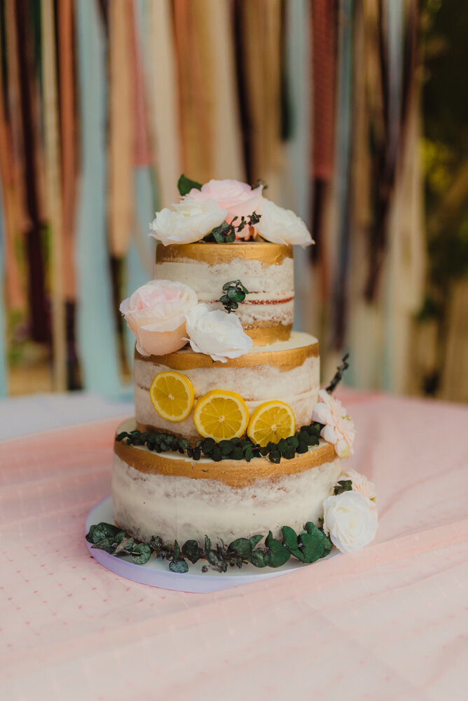River School Farm Wedding, eclectic themed cake