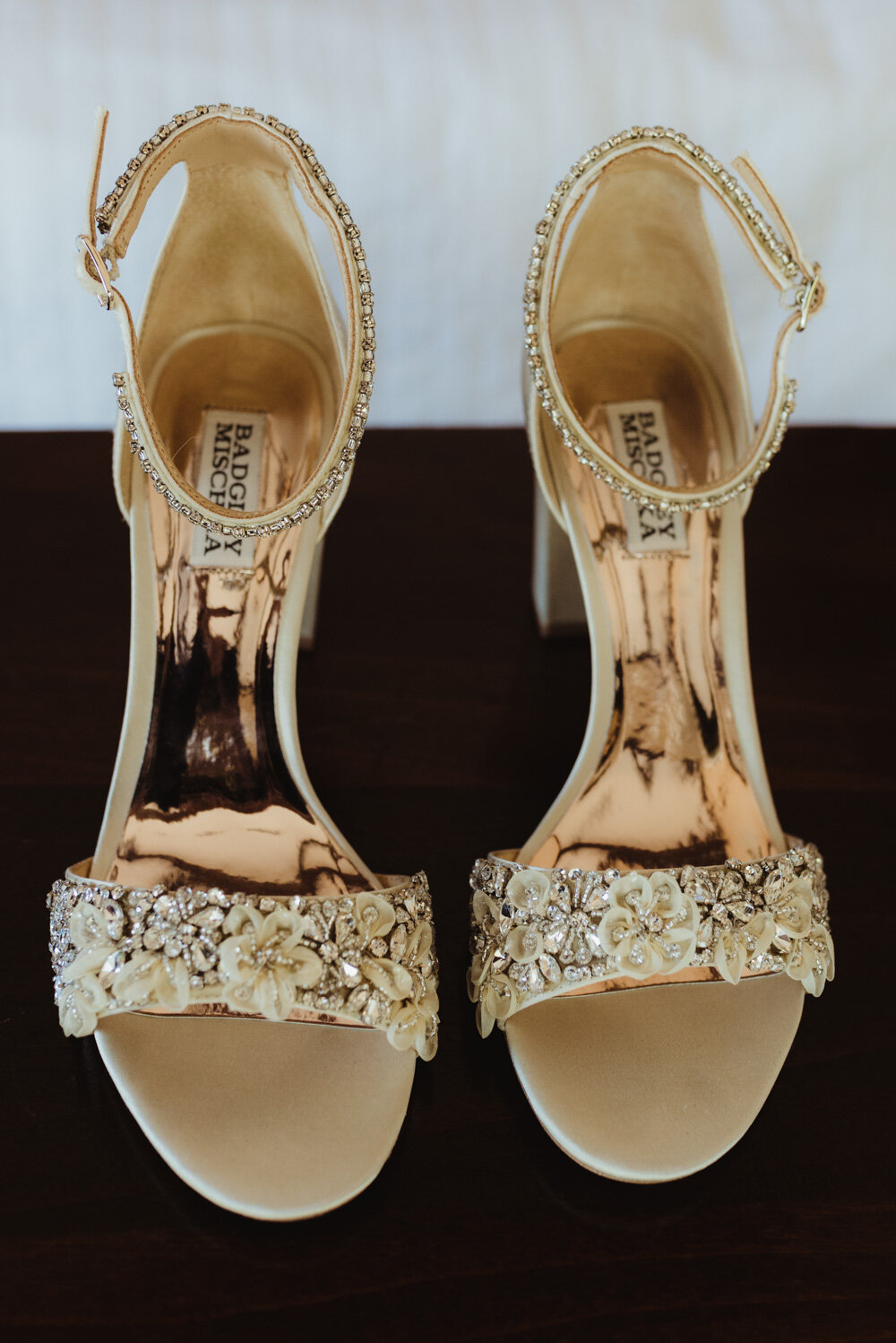 Edgewood Tahoe Wedding, photo of brides shoes 