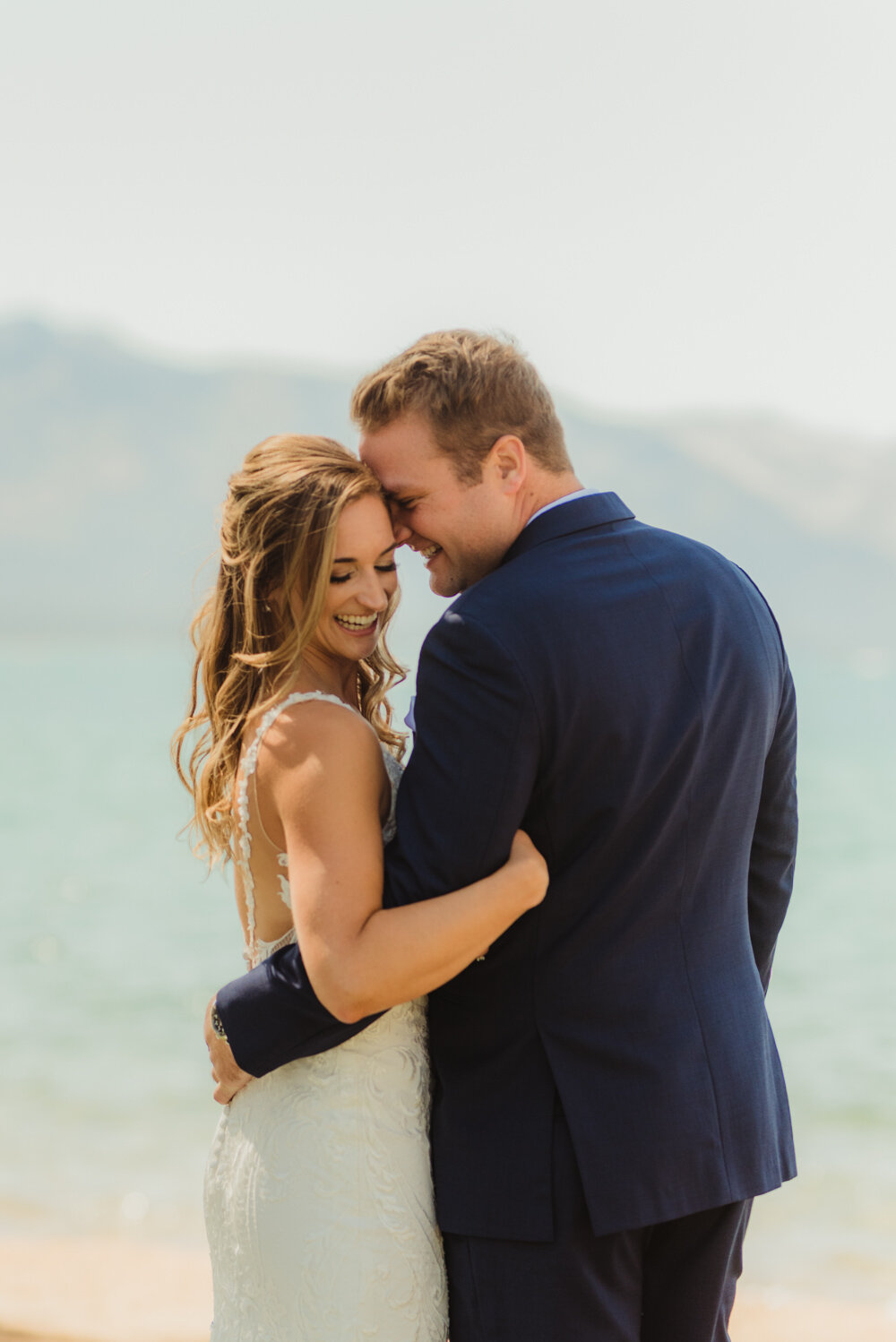 Edgewood Tahoe Wedding, close up photo of bride and groom 