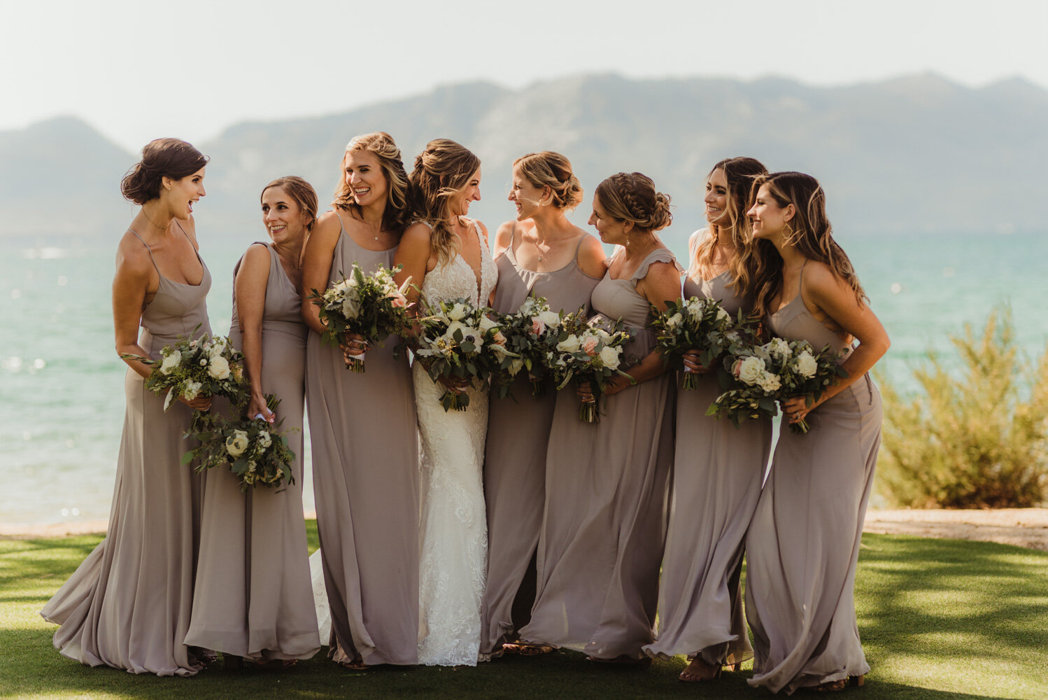 Edgewood Tahoe Wedding, photo of bride and her bridesmaids 