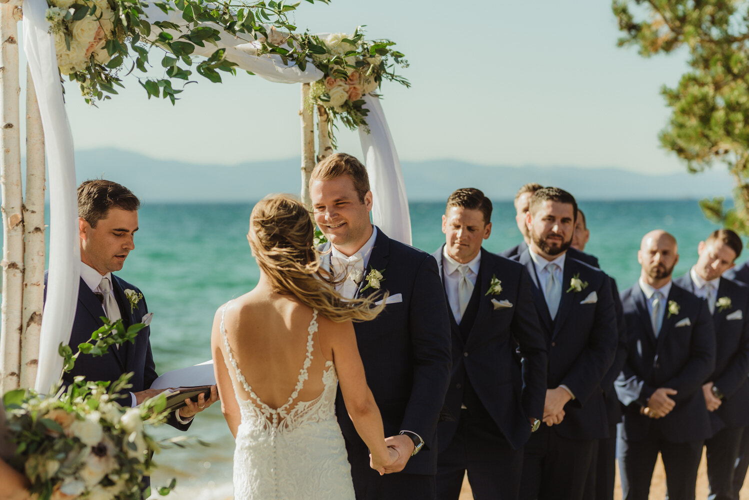 Edgewood Tahoe Wedding, photo of groom during the ceremony 