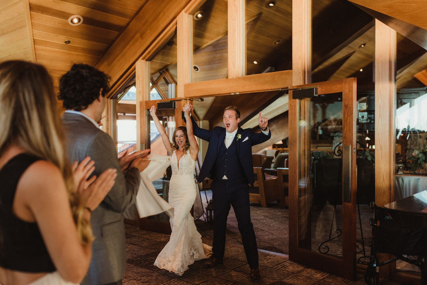 Edgewood Tahoe Wedding, photo of couple entering the venue 