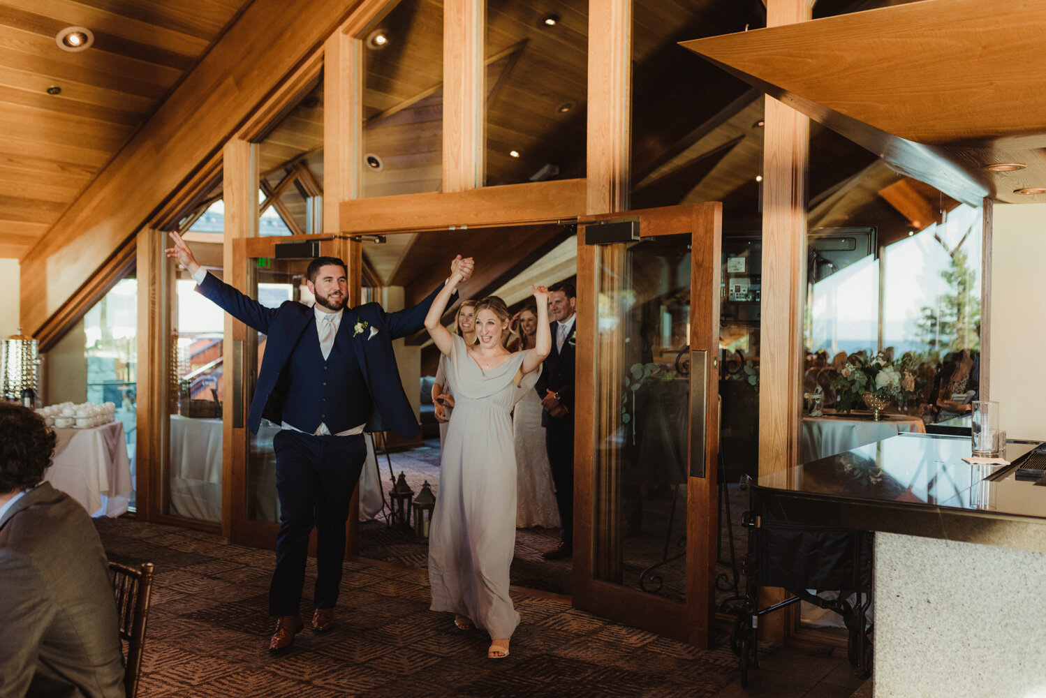 Edgewood Tahoe Wedding, photo of a couple entering the venue 