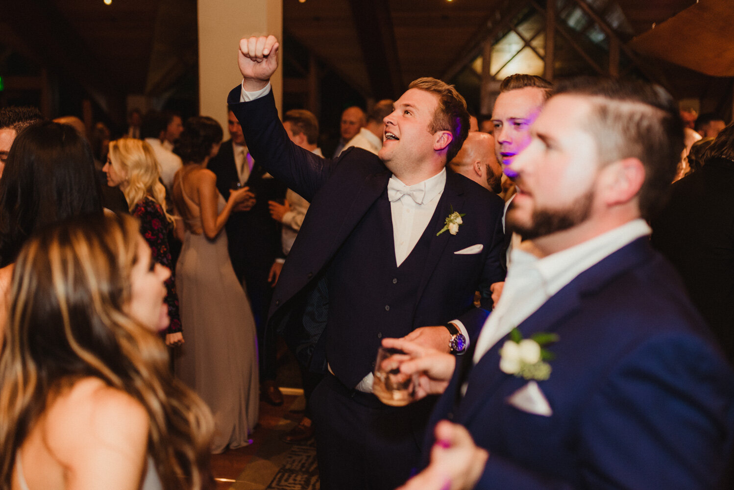 Edgewood wedding, photo of groom partying hard 