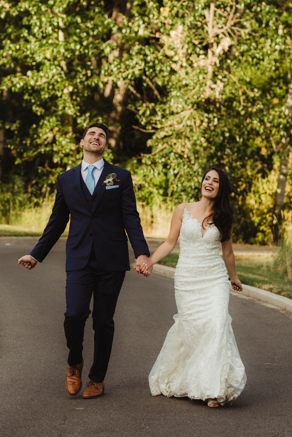 Jewish wedding photographer, couple walking on a trail photo 