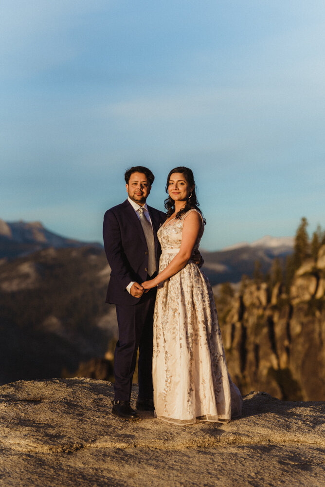 Yosemite Engagement Session, couple all dressed up formal photo