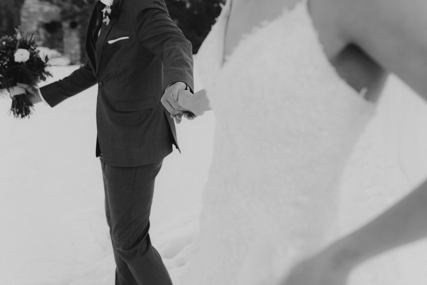 Tannenbaum Winter Wedding, photo of couple holding hands