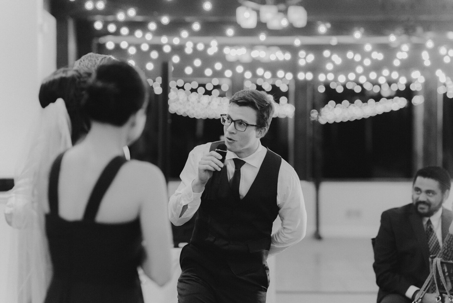 Tannenbaum Winter Wedding, photo of best man giving his toast 