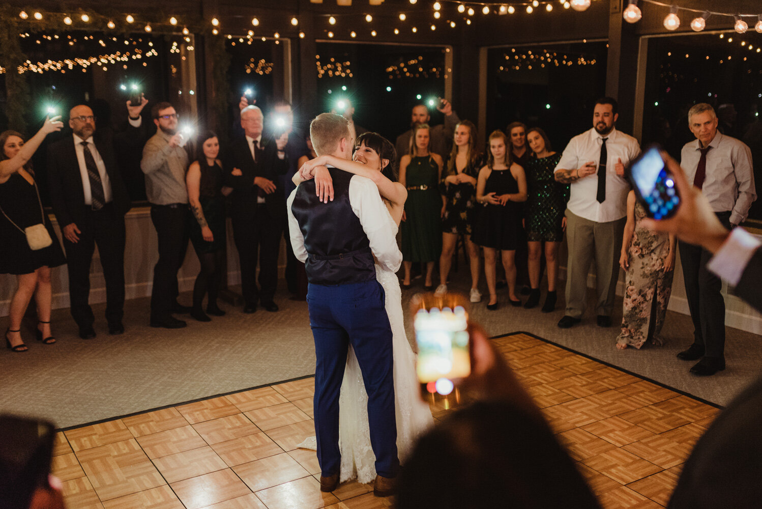 Tannenbaum Winter Wedding, photo of couple dancing in the middle