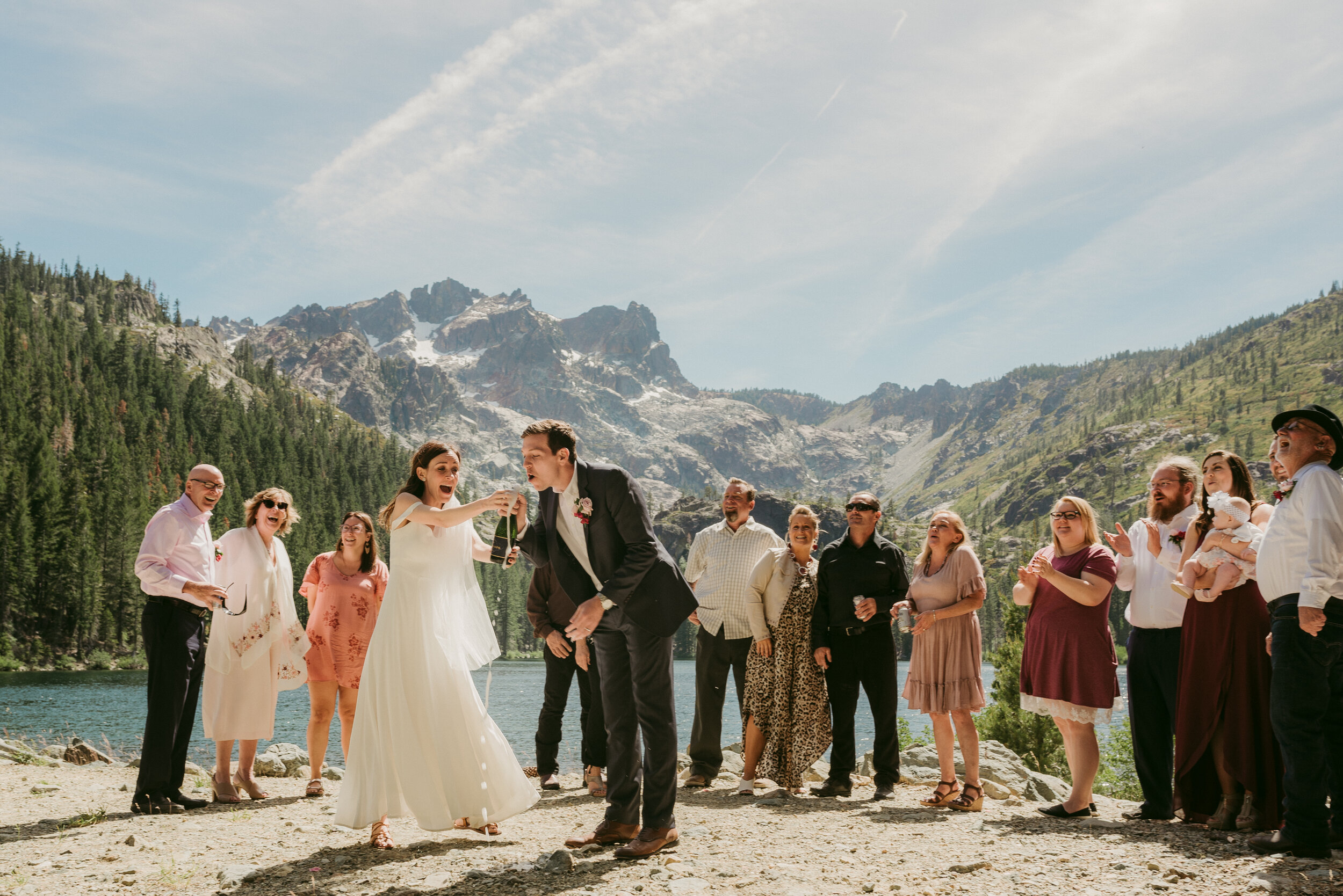 lake tahoe elopement, intimate wedding inspiration with family and friends