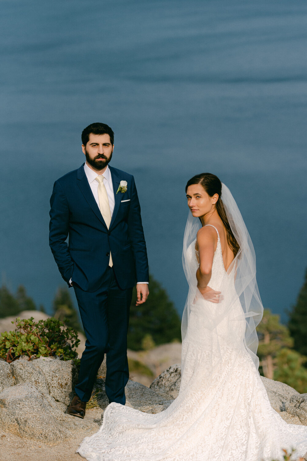 COVID Wedding in Lake Tahoe, editorial pose 