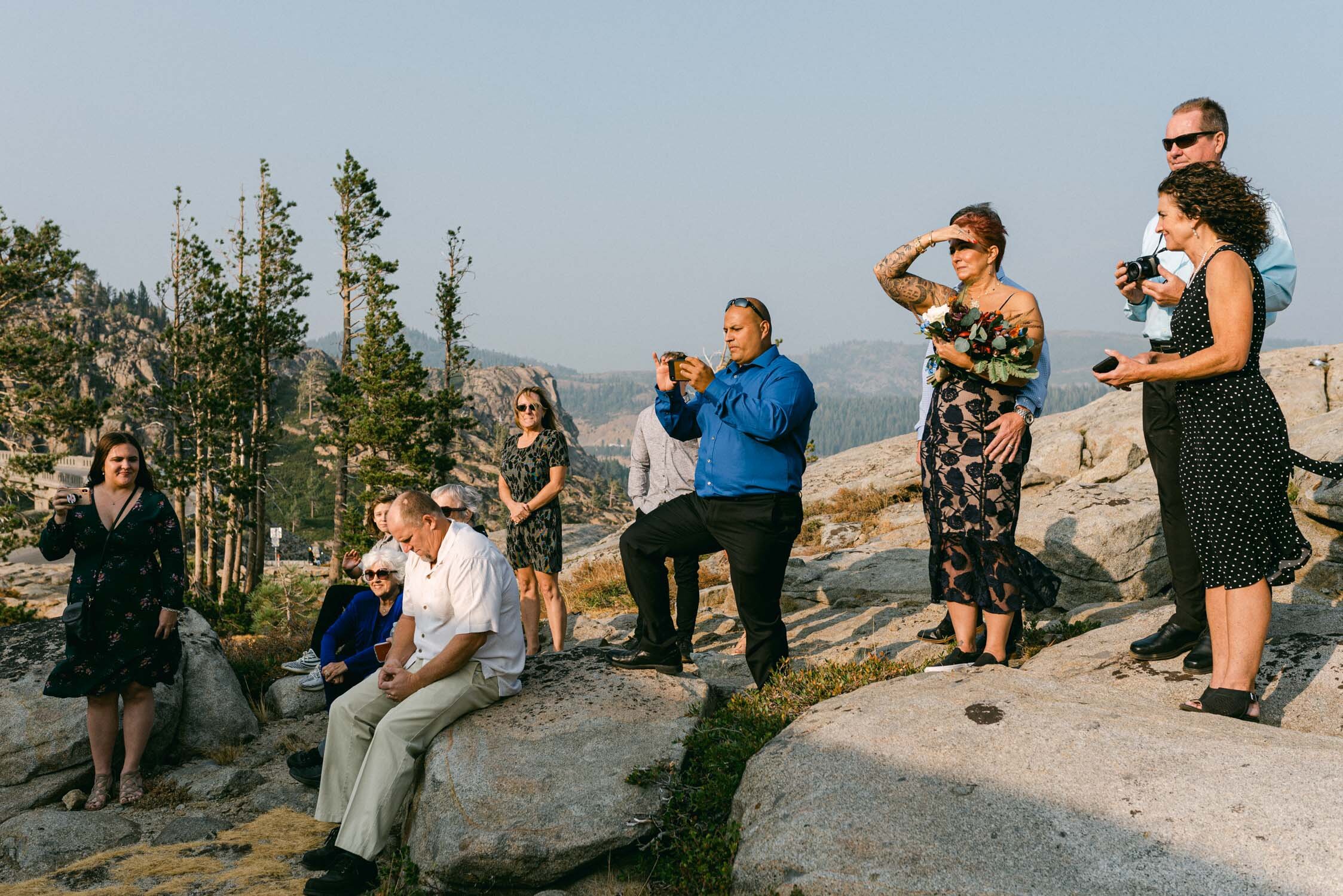 Donner Lake Elopement, photo of family during the ceremony