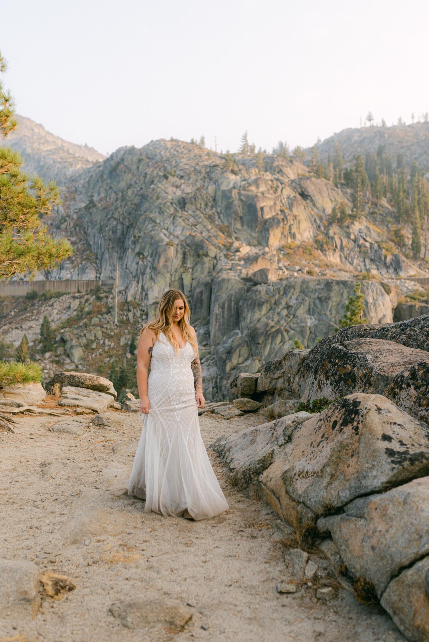 Donner Lake elopement, photo of bride