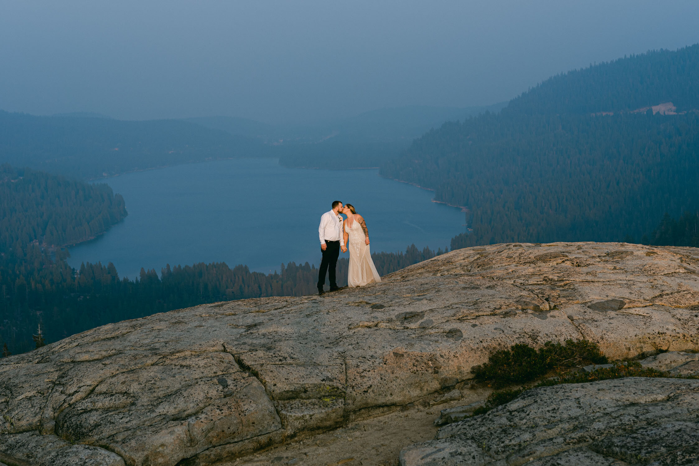 Donner Lake elopement, photo of donner during the CA fires
