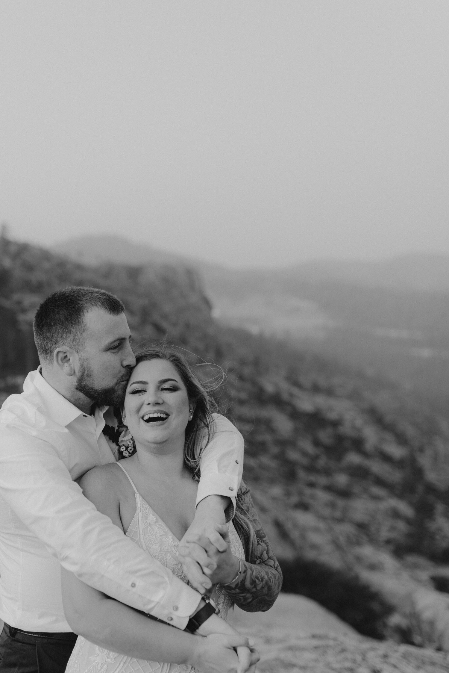 Donner Lake elopement, photo of couple laughing