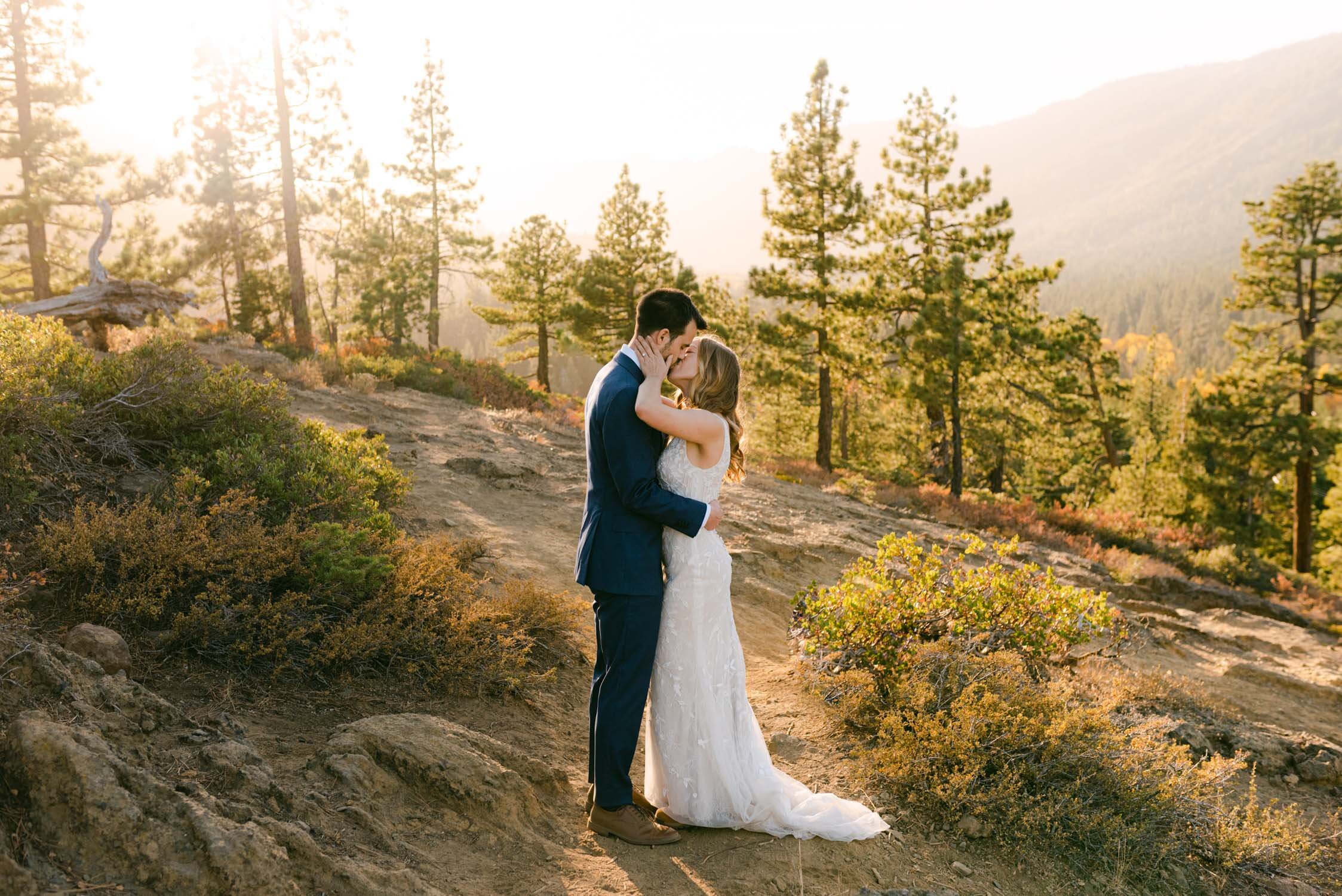 Fall elopement in Lake Tahoe, photo of couple in the forest
