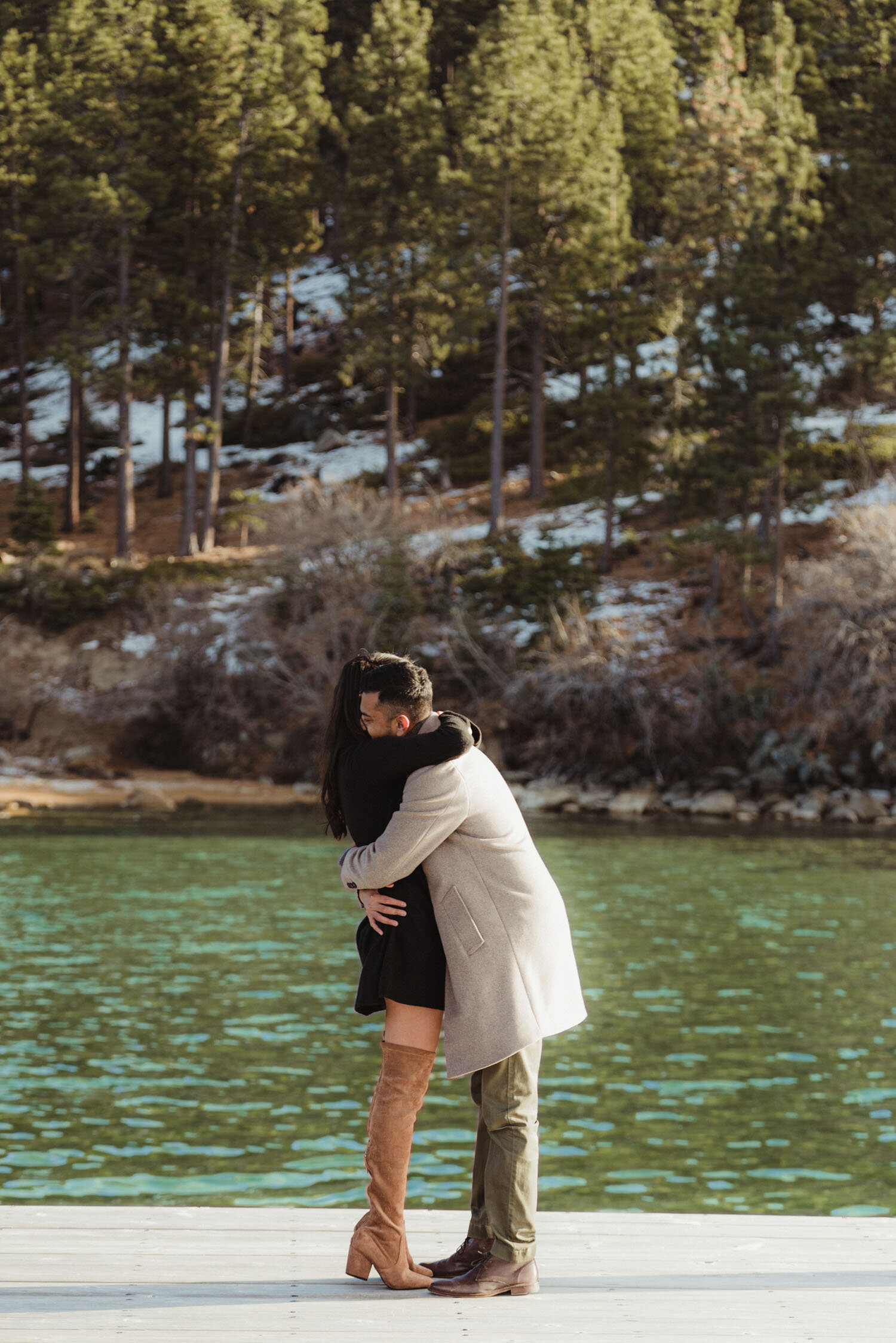 Lake Tahoe Proposal, photo of couple recently engaged 