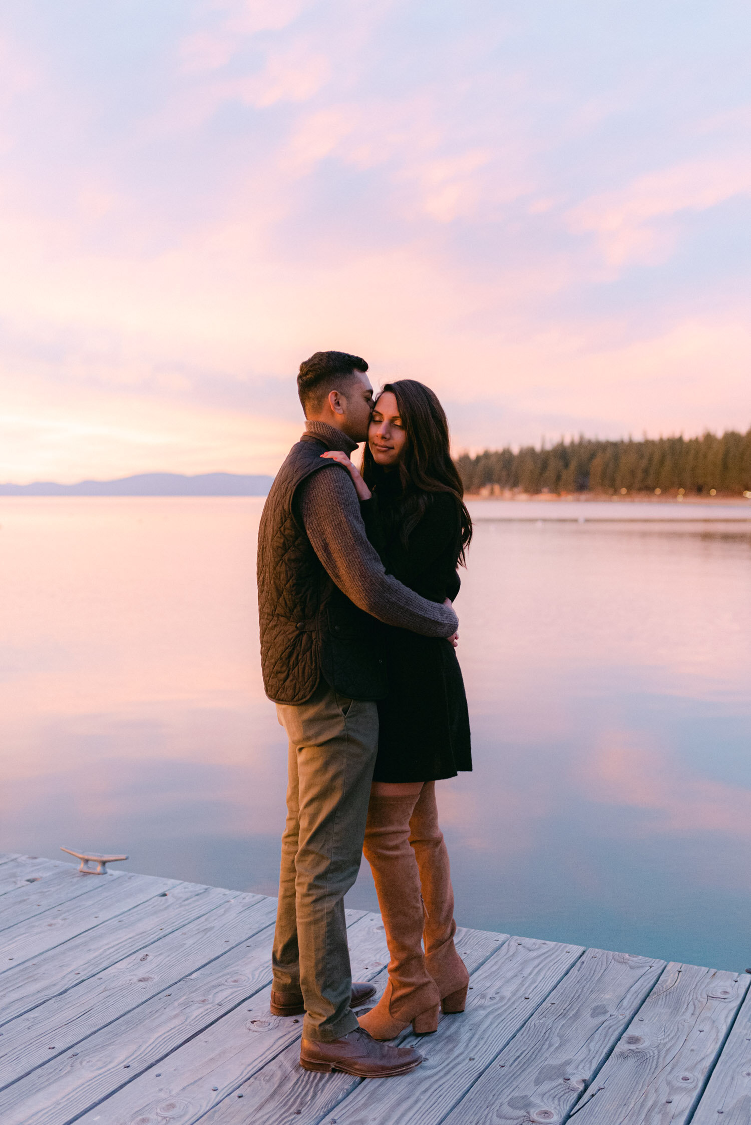 Lake Tahoe Proposal, with a surprise photographer, and a tahoe sunset 
