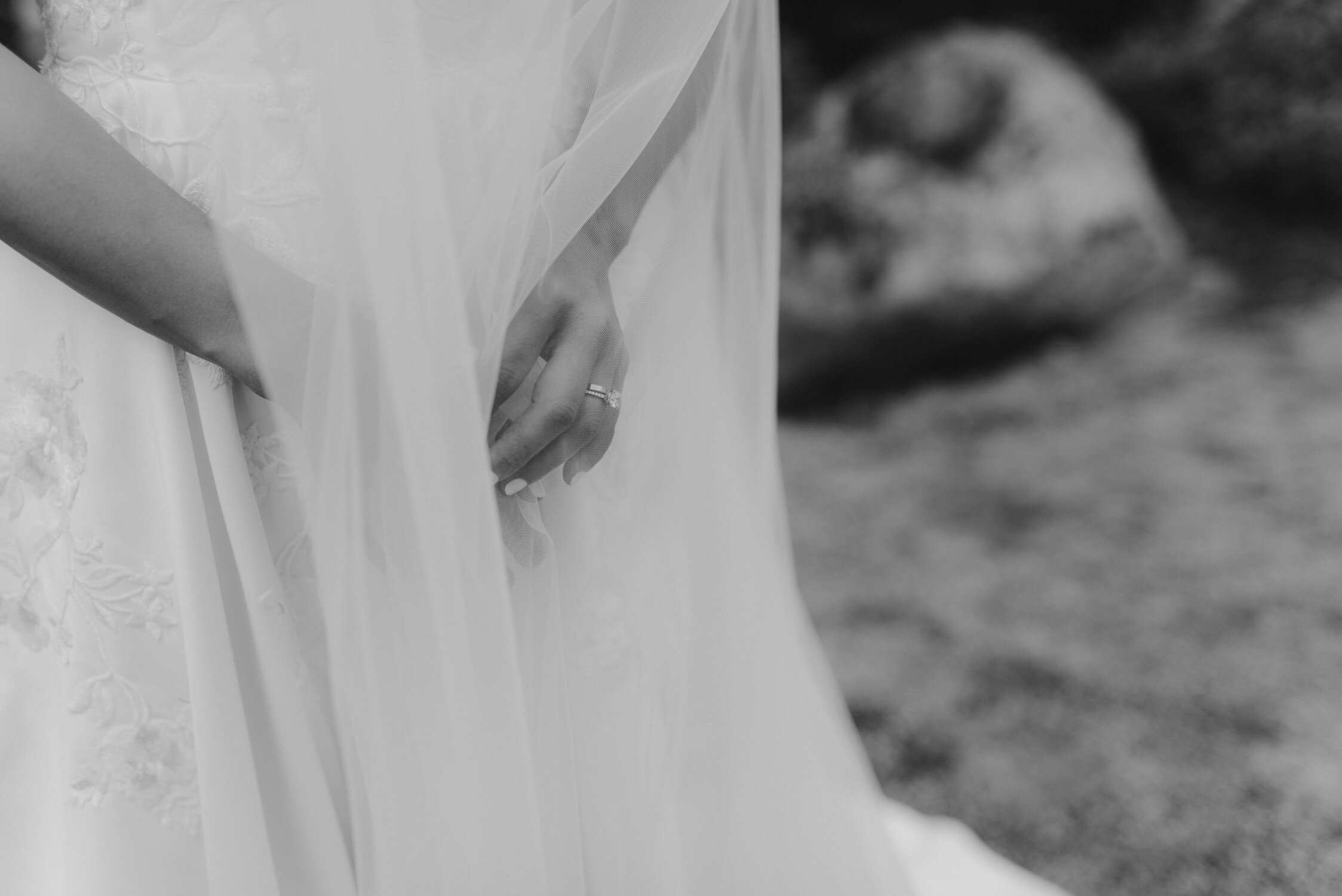 Tahoe Blue Estate Wedding photo of the veil and wedding ring
